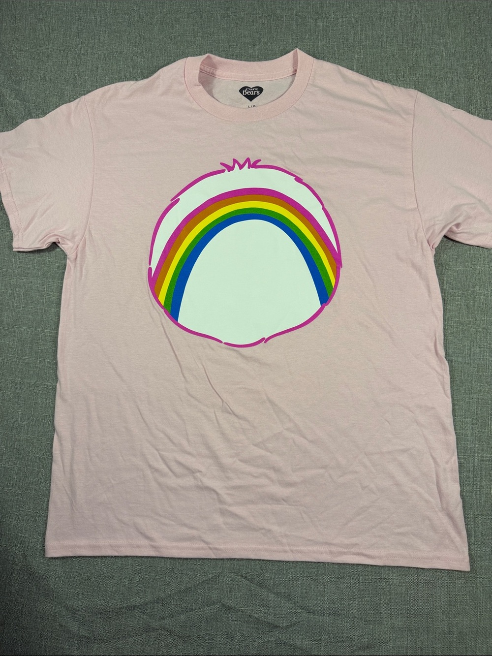 Care Bears Pink Short Sleeve Tee with Rainbow Graphic Size Large